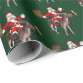 Santa Claus Riding A Donkey Geschenkpapier (Rolleneckpunkt)