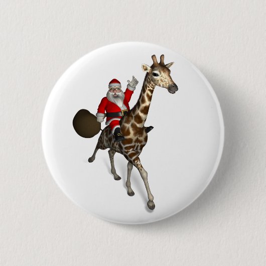 Santa Claus Riding A Giraffe Button (Vorderseite)