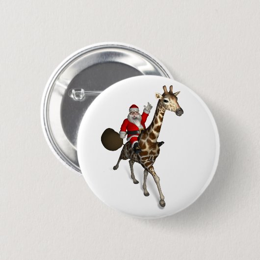 Santa Claus Riding A Giraffe Button (Vorne & Hinten)