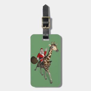 Santa Claus Riding A Giraffe Gepäckanhänger