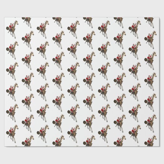 Santa Claus Riding A Giraffe Geschenkpapier (Flach)