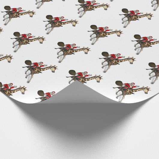 Santa Claus Riding A Giraffe Geschenkpapier (Ecke)