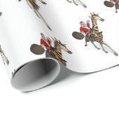 Santa Claus Riding A Giraffe Geschenkpapier (Rolleneckpunkt)