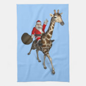Santa Claus Riding A Giraffe Handtuch (Vertikal)