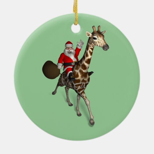 Santa Claus Riding A Giraffe Keramikornament (Hinten)