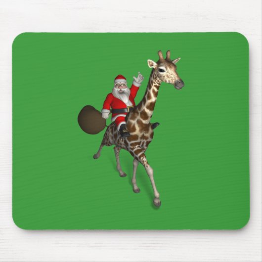 Santa Claus Riding A Giraffe Mousepad (Vorne)