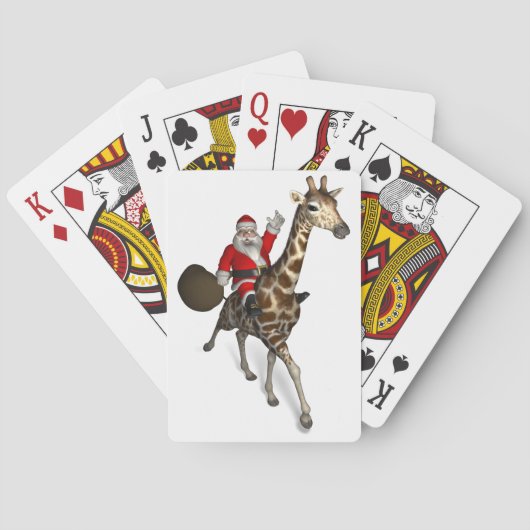 Santa Claus Riding A Giraffe Spielkarten (Rückseite)