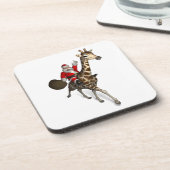 Santa Claus Riding A Giraffe Untersetzer (Linke Seite)