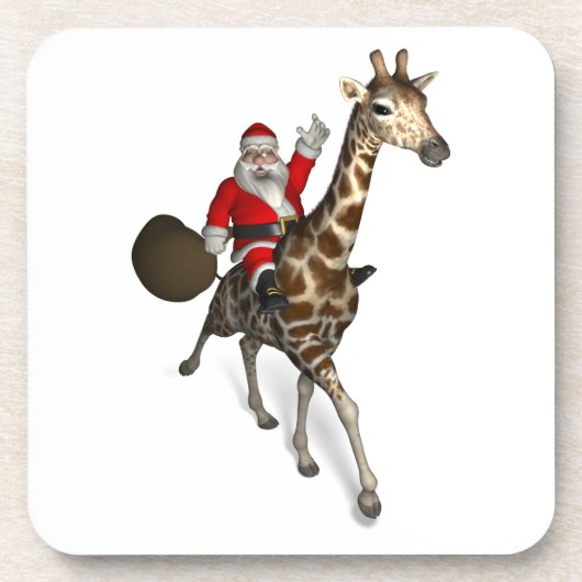 Santa Claus Riding A Giraffe Untersetzer (Vorderseite)