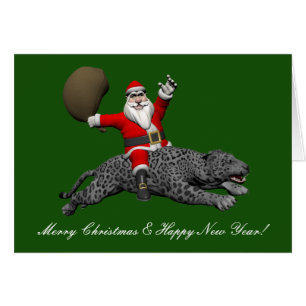 Santa Claus Riding A Gray Panther