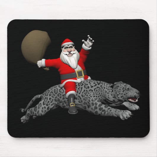 Santa Claus Riding A Gray Panther Mousepad (Vorne)