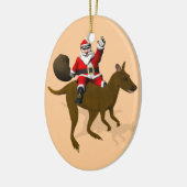 Santa Claus Riding A Kangaroo Keramik Ornament (Links)