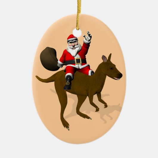 Santa Claus Riding A Kangaroo Keramik Ornament (Vorne)