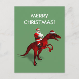 Santa Claus Riding A Saurier Feiertagspostkarte