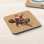 Santa Claus Riding A Tiger Getränkeuntersetzer (Linke Seite)