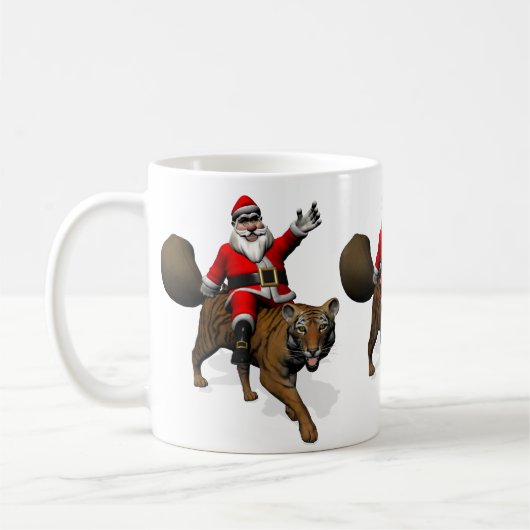 Santa Claus Riding A Tiger Kaffeetasse (Links)