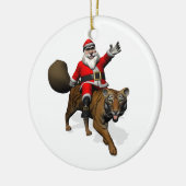Santa Claus Riding A Tiger Keramikornament (Links)