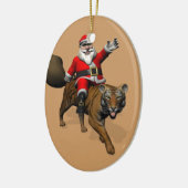 Santa Claus Riding A Tiger Keramikornament (Links)