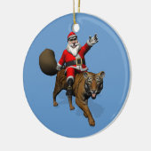 Santa Claus Riding A Tiger Keramikornament (Links)