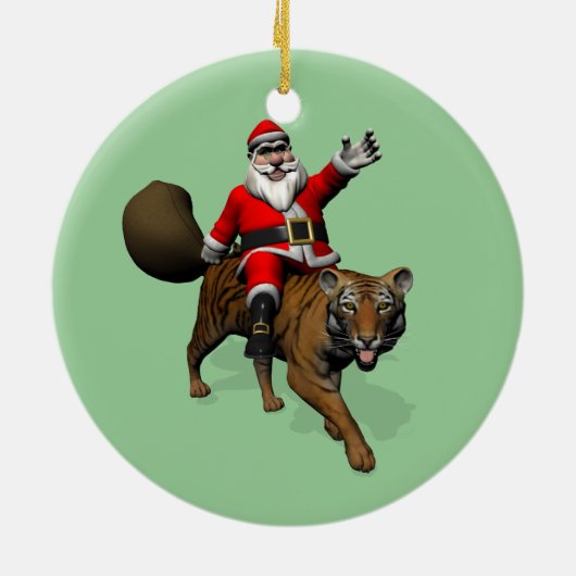 Santa Claus Riding A Tiger Keramikornament (Hinten)