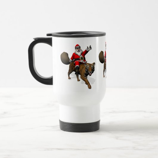 Santa Claus Riding A Tiger Reisebecher (Links)