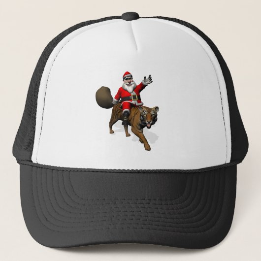Santa Claus Riding A Tiger Truckerkappe (Vorderseite)