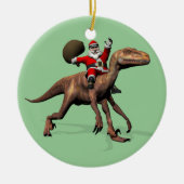 Santa Claus Riding auf Deinonychus Keramik Ornament (Vorne)
