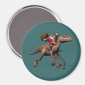Santa Claus Riding auf Deinonychus Magnet (Vorderseite/Rückseite)