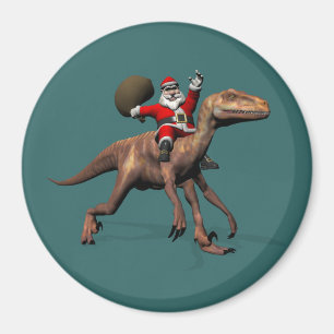 Santa Claus Riding auf Deinonychus Magnet