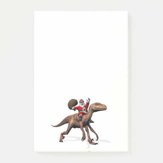 Santa Claus Riding auf Deinonychus Post-it Klebezettel (Vorderseite)