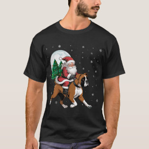 Santa Claus Riding Boxer Dog Weihnachtsbaum T-Shirt