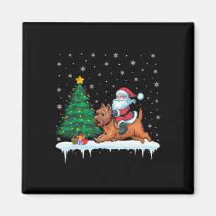 Santa Claus Riding Cairn Terrier Dog Boys Girls Magnet