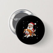 Santa Claus Riding Cavalier King Charles Spaniel D Button (Vorne & Hinten)