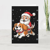 Santa Claus Riding Cavalier King Charles Spaniel D Karte (Vorderseite)