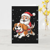 Santa Claus Riding Cavalier King Charles Spaniel D Karte (Gelbe Blume)
