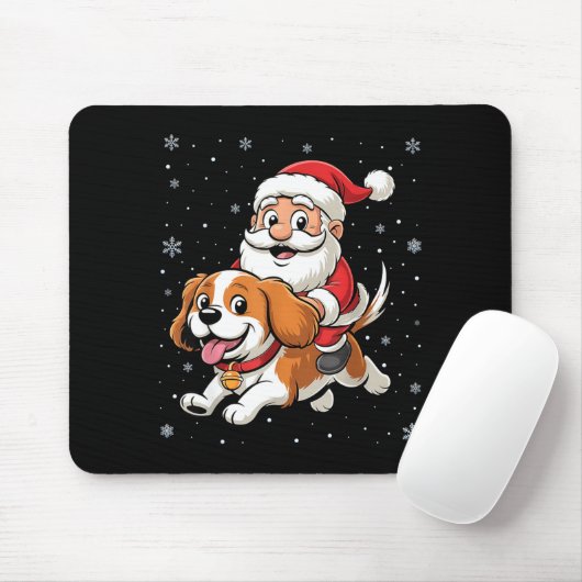 Santa Claus Riding Cavalier King Charles Spaniel D Mousepad (Mit Mouse)
