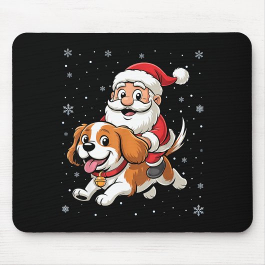 Santa Claus Riding Cavalier King Charles Spaniel D Mousepad (Vorne)