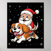 Santa Claus Riding Cavalier King Charles Spaniel D Poster (Vorne)