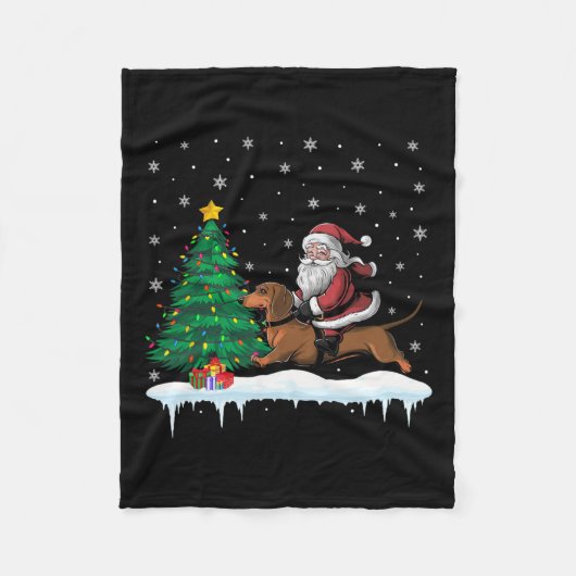 Santa Claus Riding Dackel Dog Boys Girls Kinder C Fleecedecke (Vorderseite)