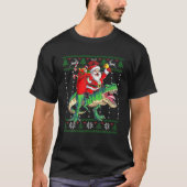 Santa Claus Riding Dinosaur Rex Christmas T-Shirt (Vorderseite)