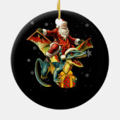 Santa Claus Riding Dinosaur T-Rex Christmas Prehis Keramik Ornament (Hinten)