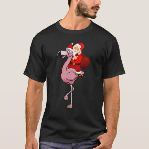 Santa Claus Riding Flamingo Weihnachts Pajama Kind T-Shirt