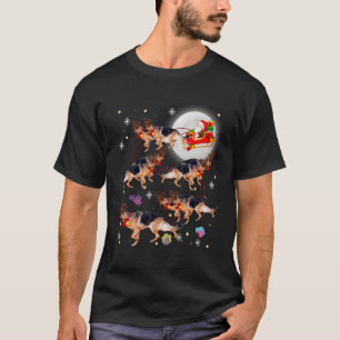 Santa Claus Riding German Shepherd Xmas Pajamas Fo T-Shirt