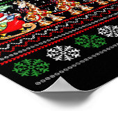 Santa Claus Riding Giraffe Sleigh Ugly Christmas B Poster (Ecke)