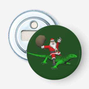 Santa Claus Riding Green Lizard Flaschenöffner
