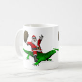 Santa Claus Riding Green Lizard Kaffeetasse (Vorderseite Links)