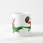 Santa Claus Riding Green Lizard Kaffeetasse (Mittel)