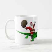 Santa Claus Riding Green Lizard Kaffeetasse (Links)
