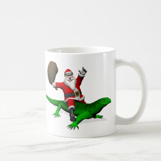 Santa Claus Riding Green Lizard Kaffeetasse (Rechts)