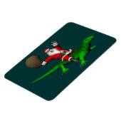 Santa Claus Riding Green Lizard Magnet (Linke Seite)